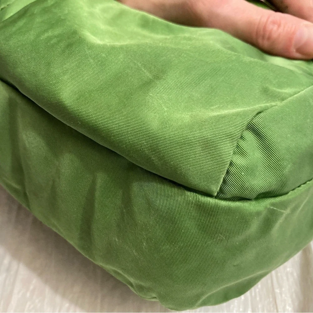 Tumi double pocket green nylon messenger bag
